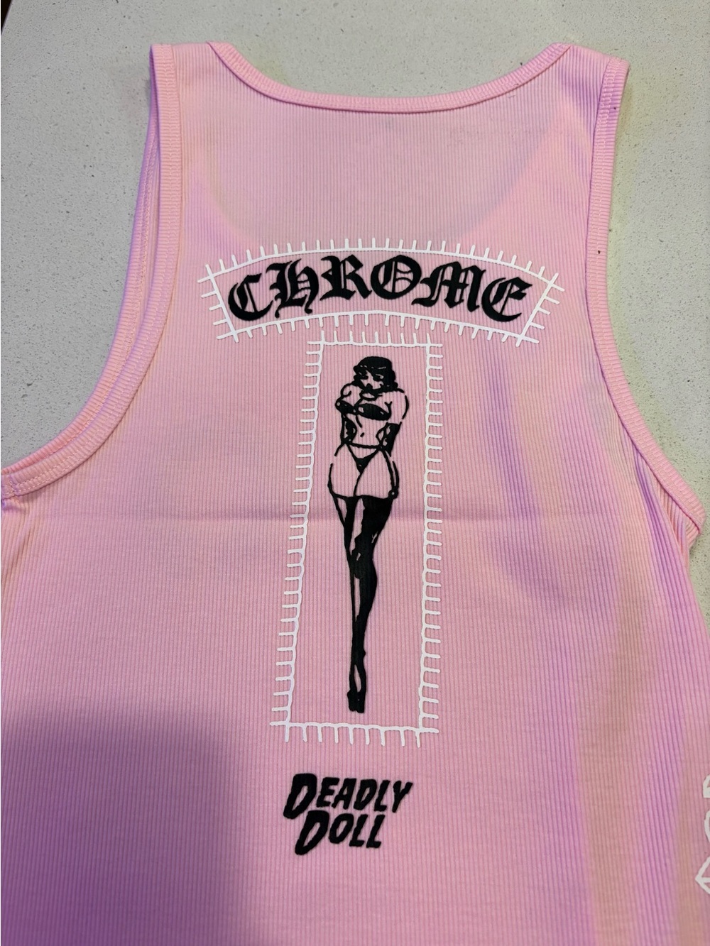 Deadly Doll Pink Ribbed Tank Top